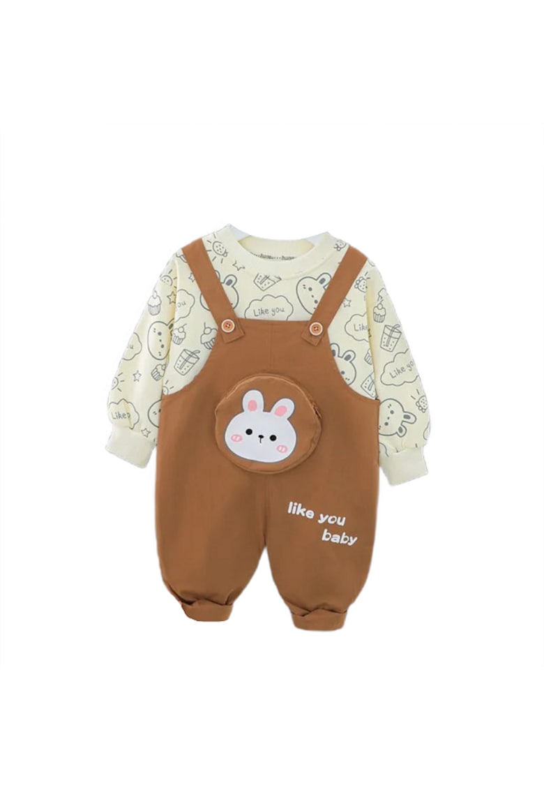 Set Salopeta Si Bluzita Pentru Baietei - Like You - Casual - Maneca lunga - Multicolor
