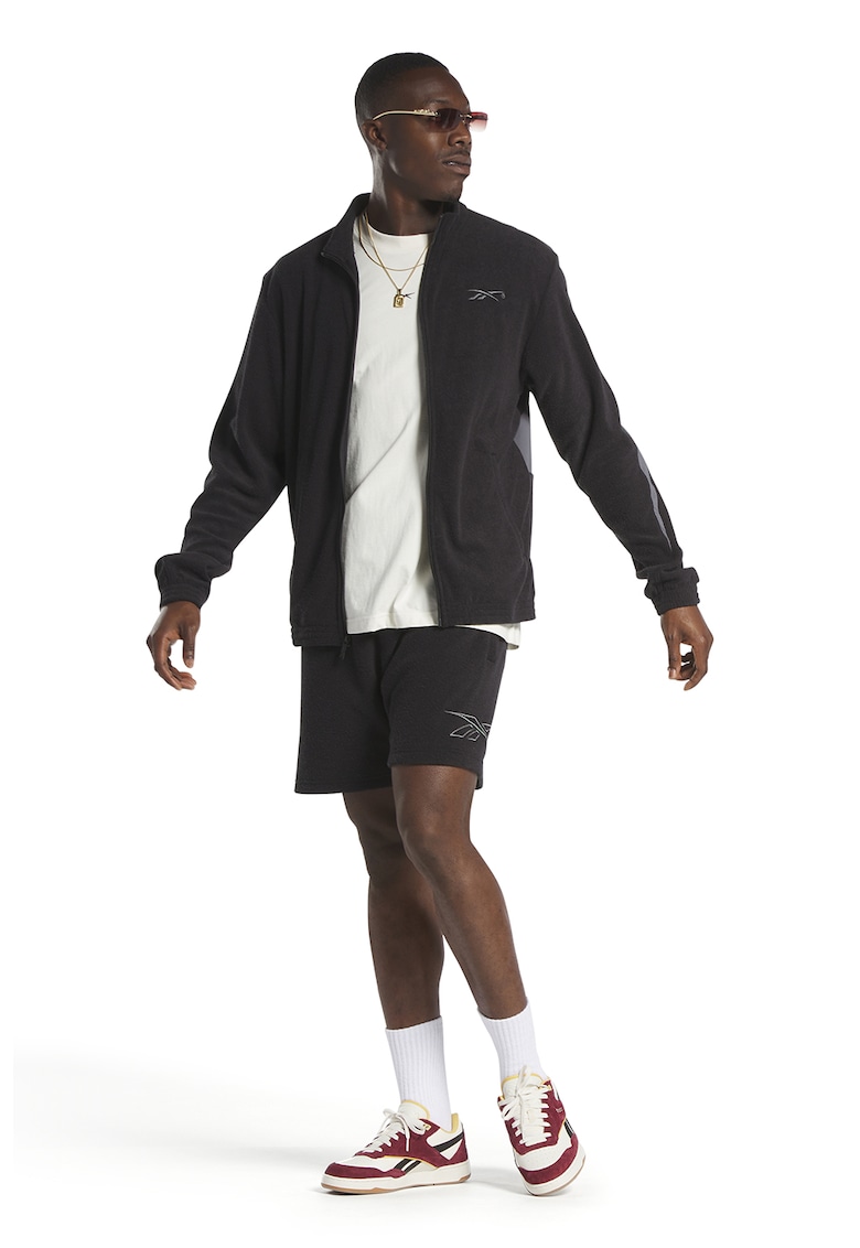 Pantaloni scurti relaxed fit cu snururi - Negru