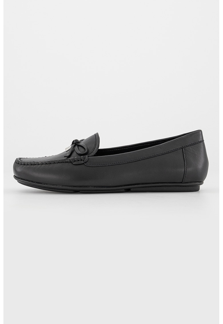 Mocasini de piele cu funda - Negru