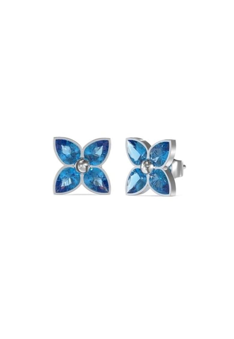 Cercei Studs Party floare cu cristale JUBE02150JWRHBLT-U - Argintiu - Albastru