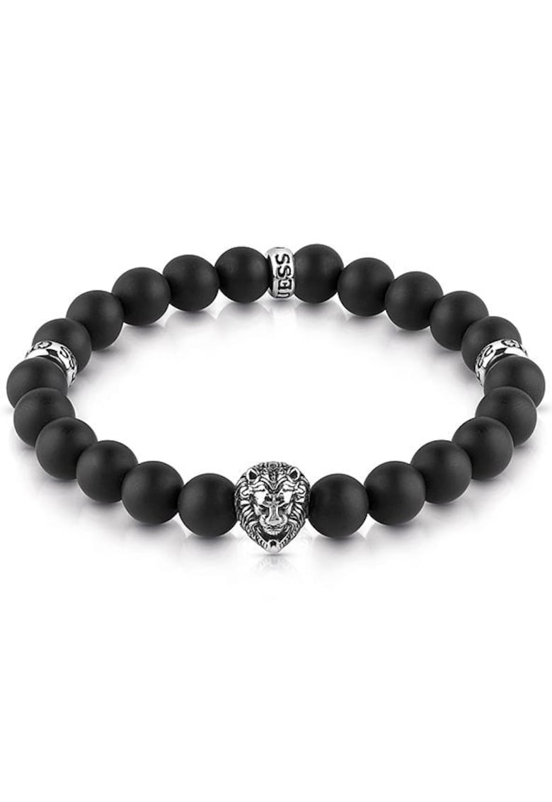 Bratara Men In Guess beads leu JUMB01303JWSTT-U - Argintiu - Negru