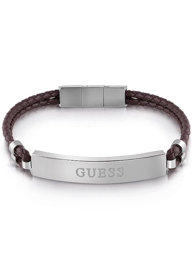 Bratara Men In Guess piele JUMB01346JWSTBWT-U - Argintiu - Maro