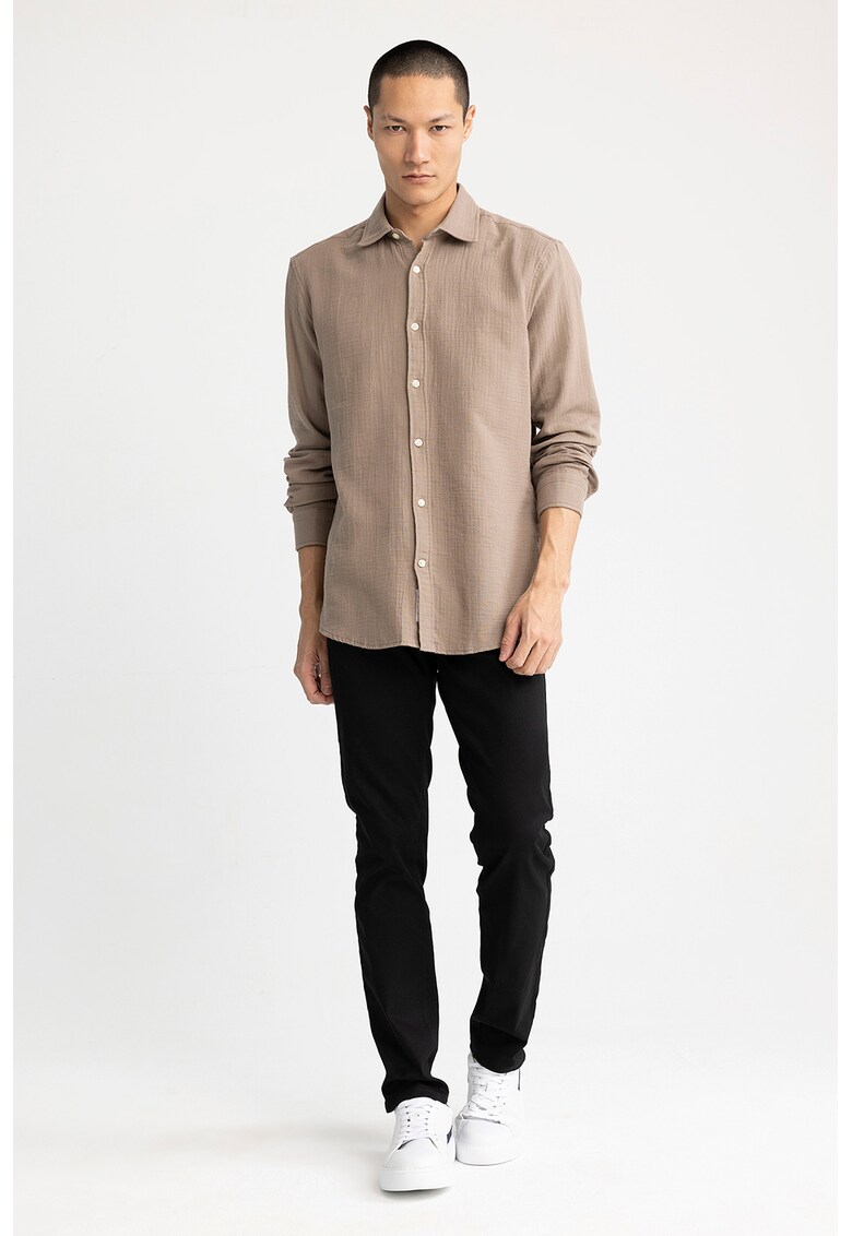Camasa uni regular fit de bumbac