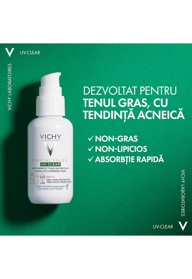 Fluid protectie solara pentru ten gras cu tendinta acneica SPF 50+ Capital Soleil UV Clear - 40ml