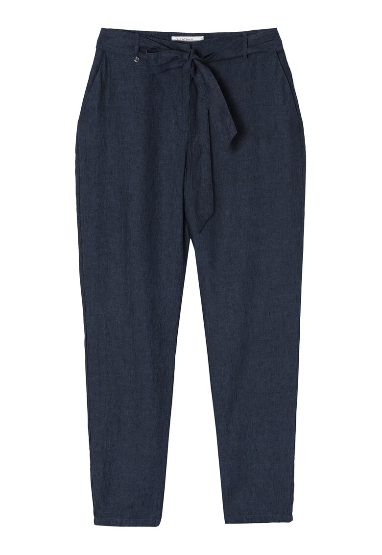 Pantaloni din in cu cordon in talie