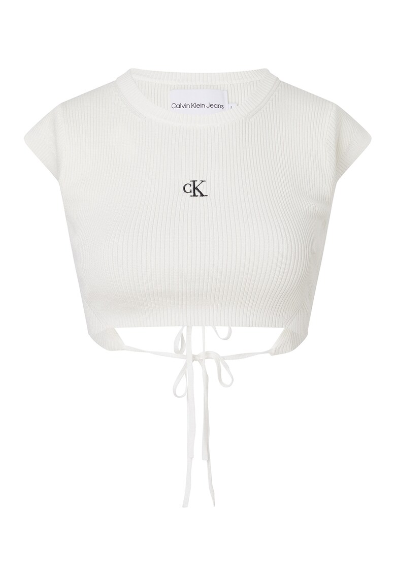 CALVIN KLEIN JEANS Къса рипсена тениска с лиосел за Жени CALVIN KLEIN JEANS Къса рипсена тениска с лиосел за Жени