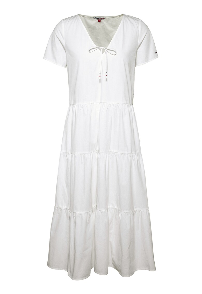 Rochie evazata de bumbac organic cu decolteu in V