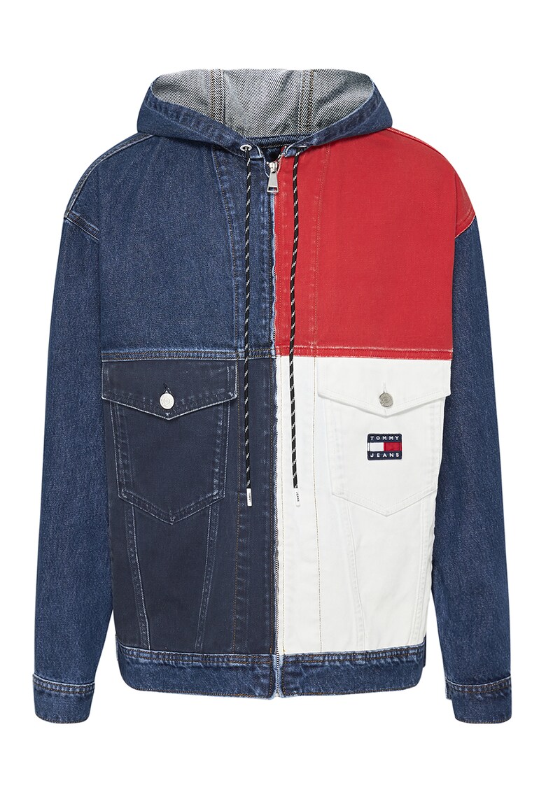 Tommy Jeans Дънково яке с цветен блок и качулка за Мъже Tommy Jeans Дънково яке с цветен блок и качулка за Мъже