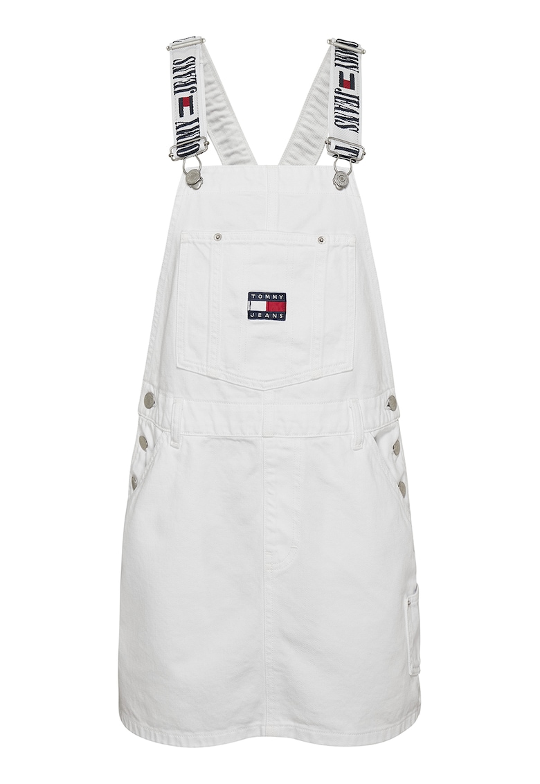 Sarafan de denim cu benzi logo