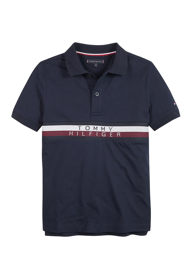 Tricou polo din pique cu logo