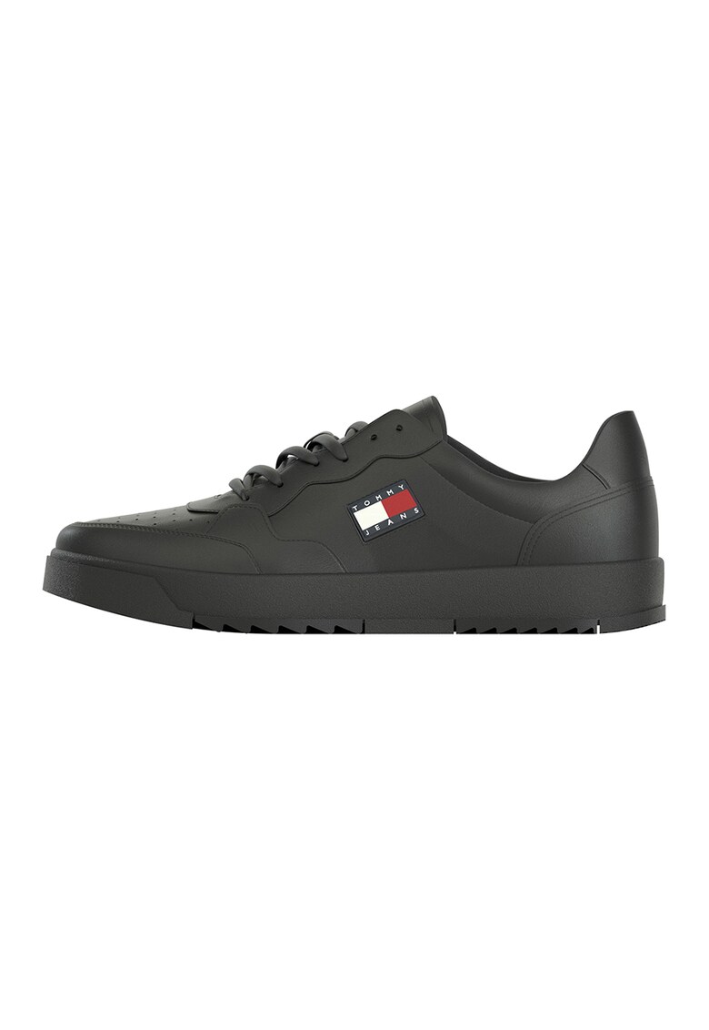 Pantofi sport de piele cu insertii de piele ecologica