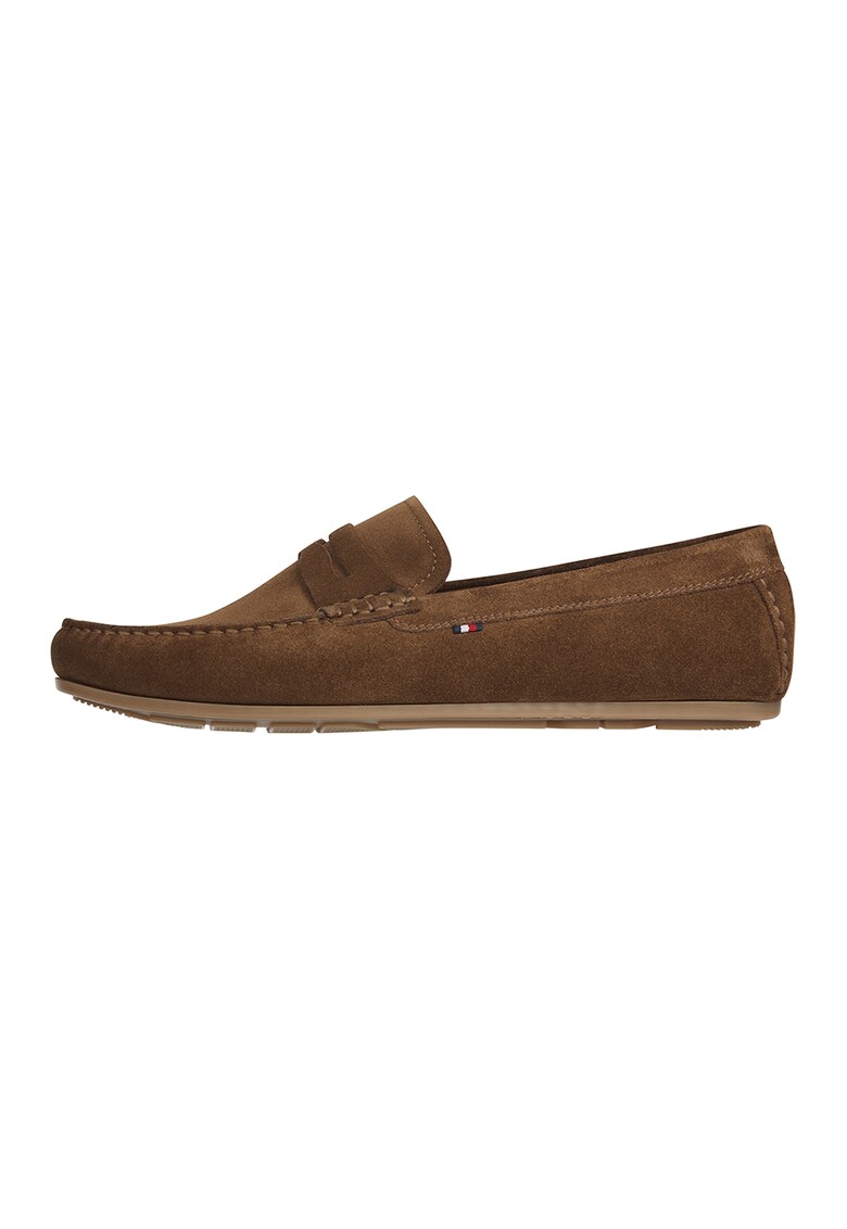 Pantofi loafer de piele intoarsa cu logo discret