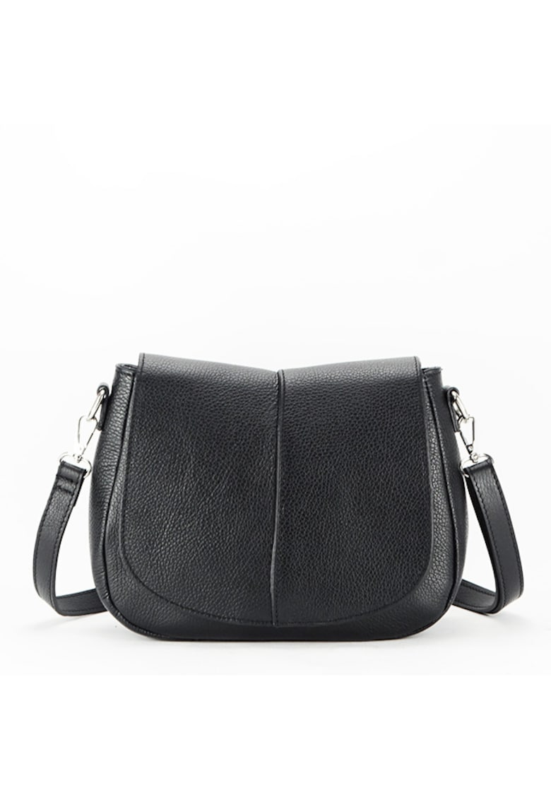 Geanta din piele naturala 123 - Negru - 21x27x8