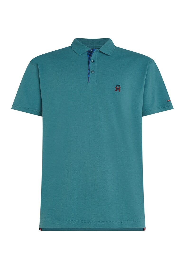Tricou polo de bumbac organic cu logo brodat - Verde persan