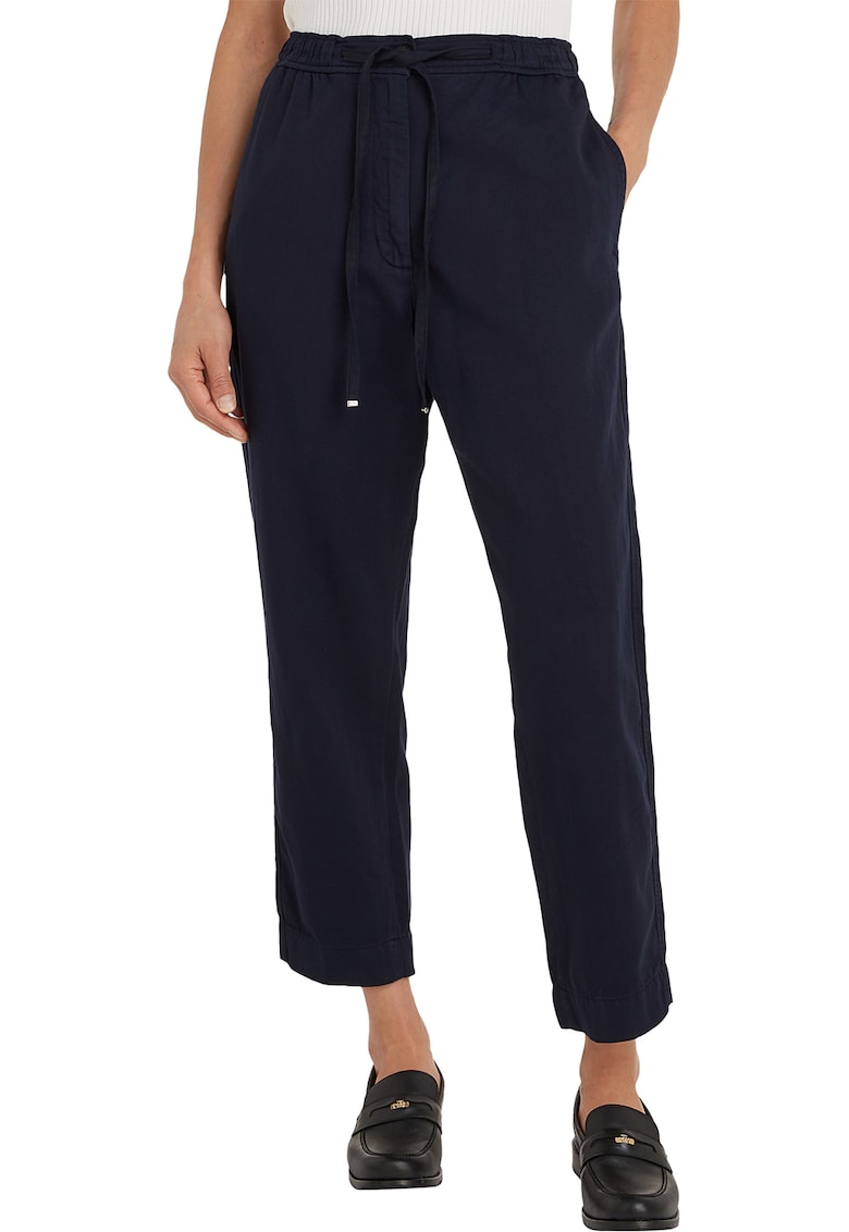 Pantaloni din amestec de bumbac organic cu snur