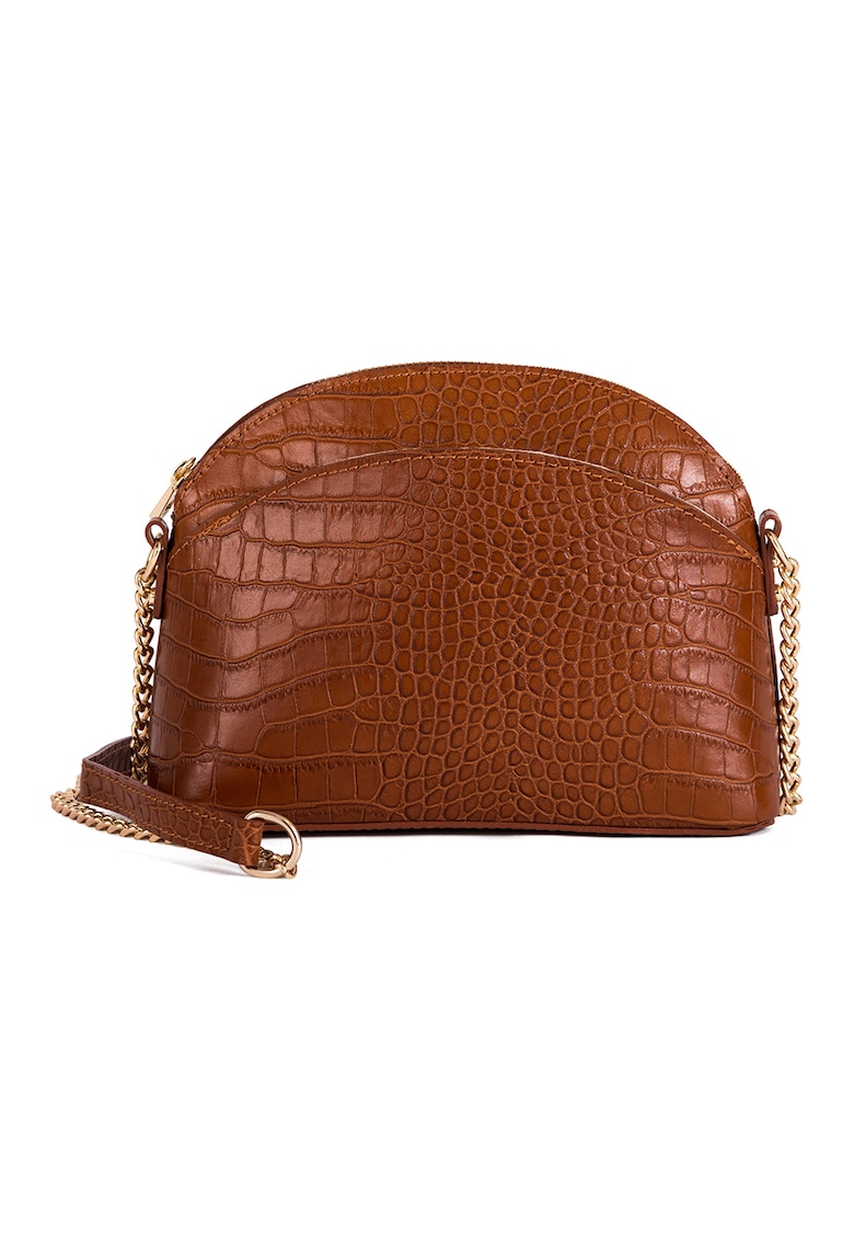 Geanta crossbody de piele cu aspect de piele de crocodil