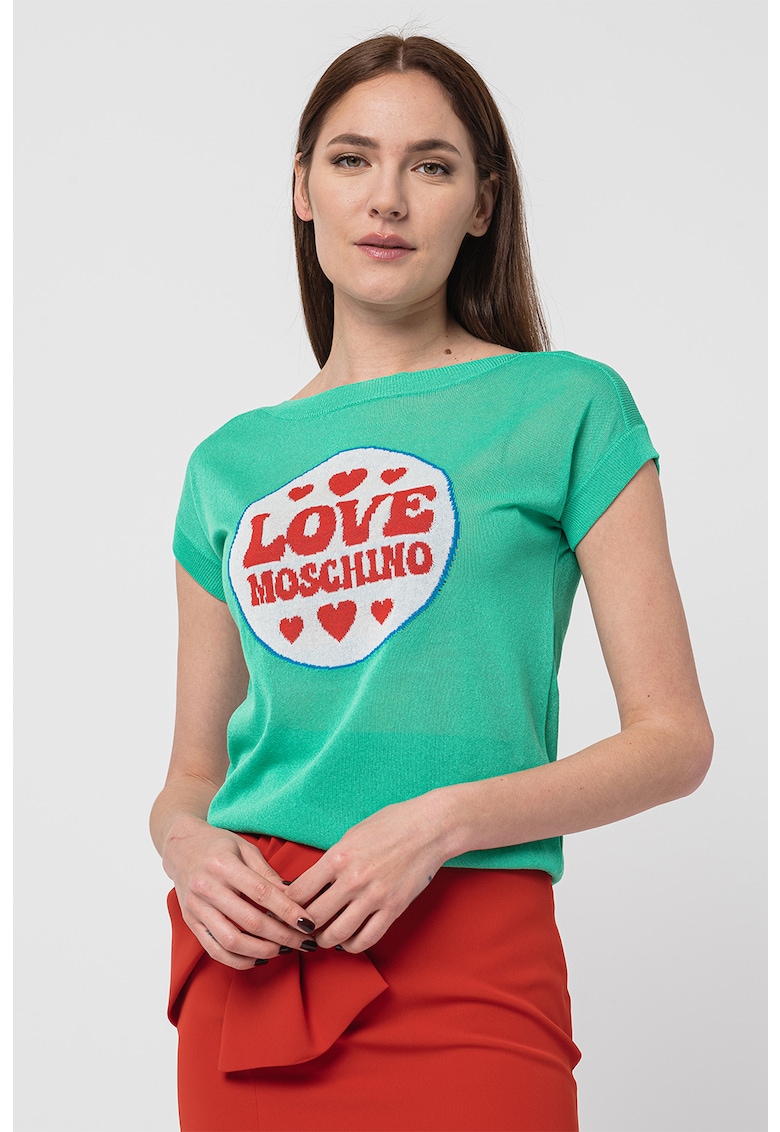 Love Moschino Pulover tricotat fin cu maneci scurte