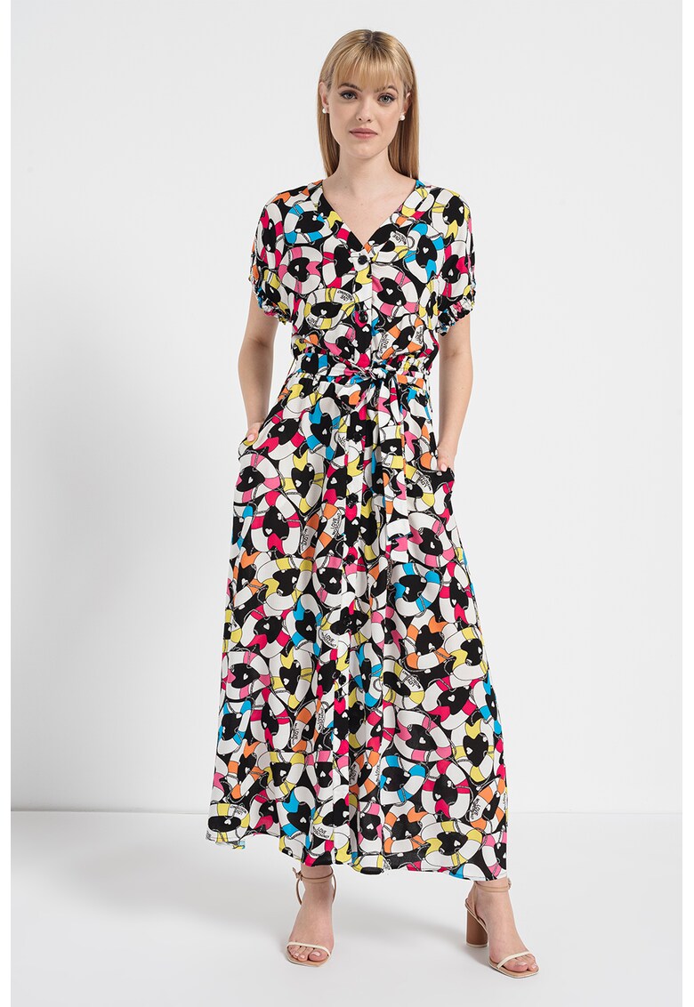 Love Moschino Десенирана дълга рокля с джобове встрани за Жени Love Moschino Десенирана дълга рокля с джобове встрани за Жени