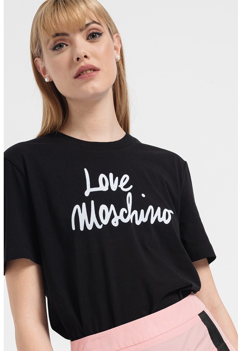 Tricou cu logo contrastant - Alb/Negru stins