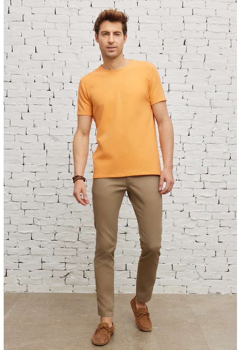 Ac&co Tricou slim fit din amestec de modal cu decolteu la baza gatului