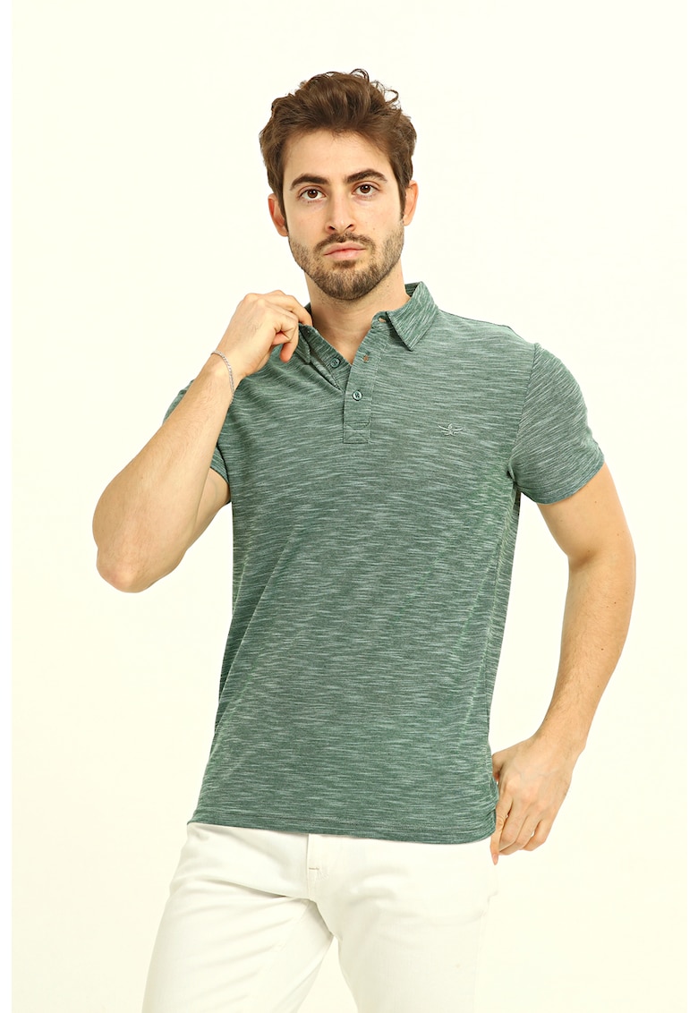 Tricou polo regular fit cu logo discret