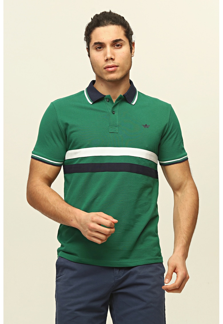 Tricou polo cu dungi