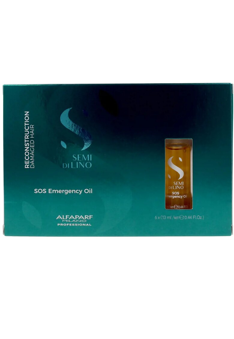Fiole tratament serum fara sulfati pentru par degradat Milano Semi di Lino SOS Reconstruction - 6 x 13 ml