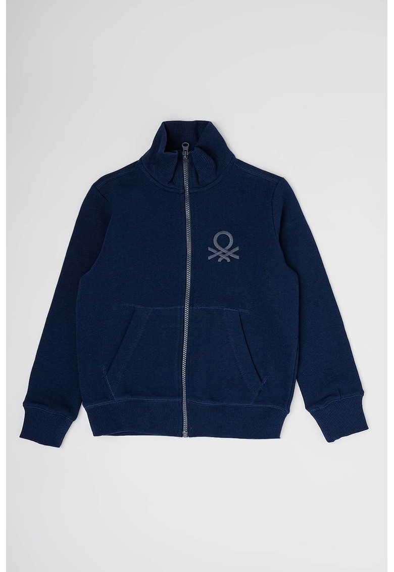 Bluza de trening din bumbac cu fermoar si buzunare frontale