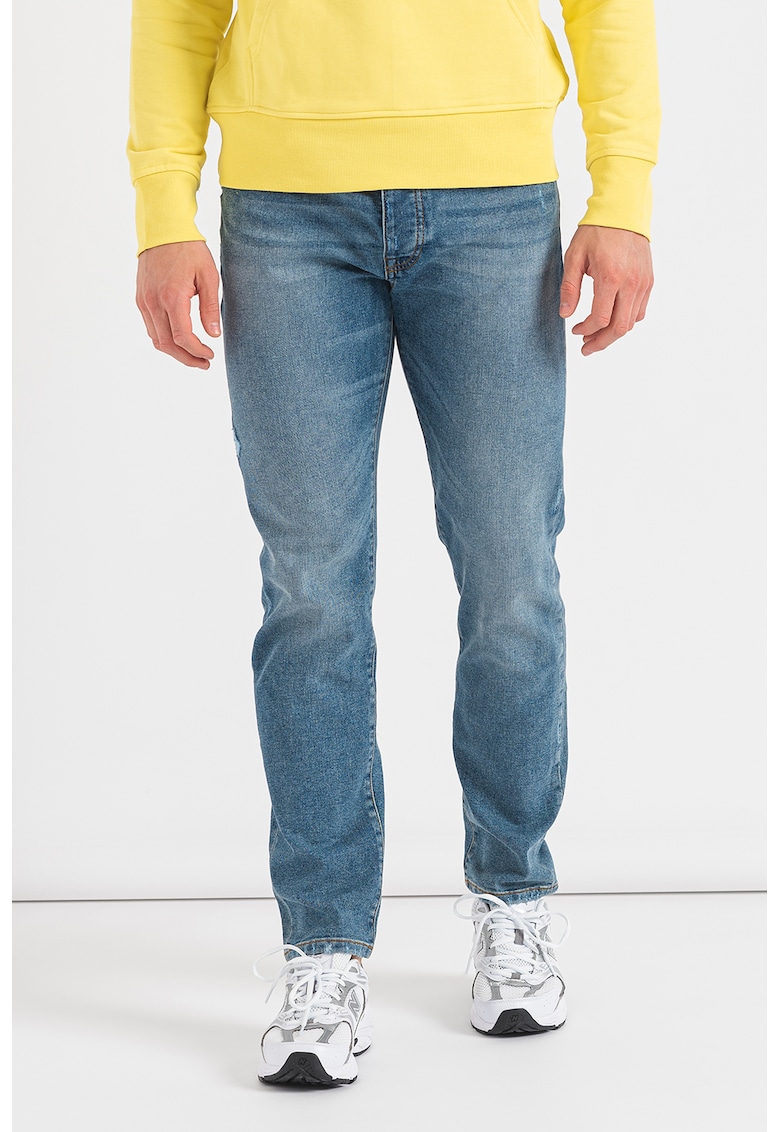 Blugi slim fit cu aspect decolorat Mark