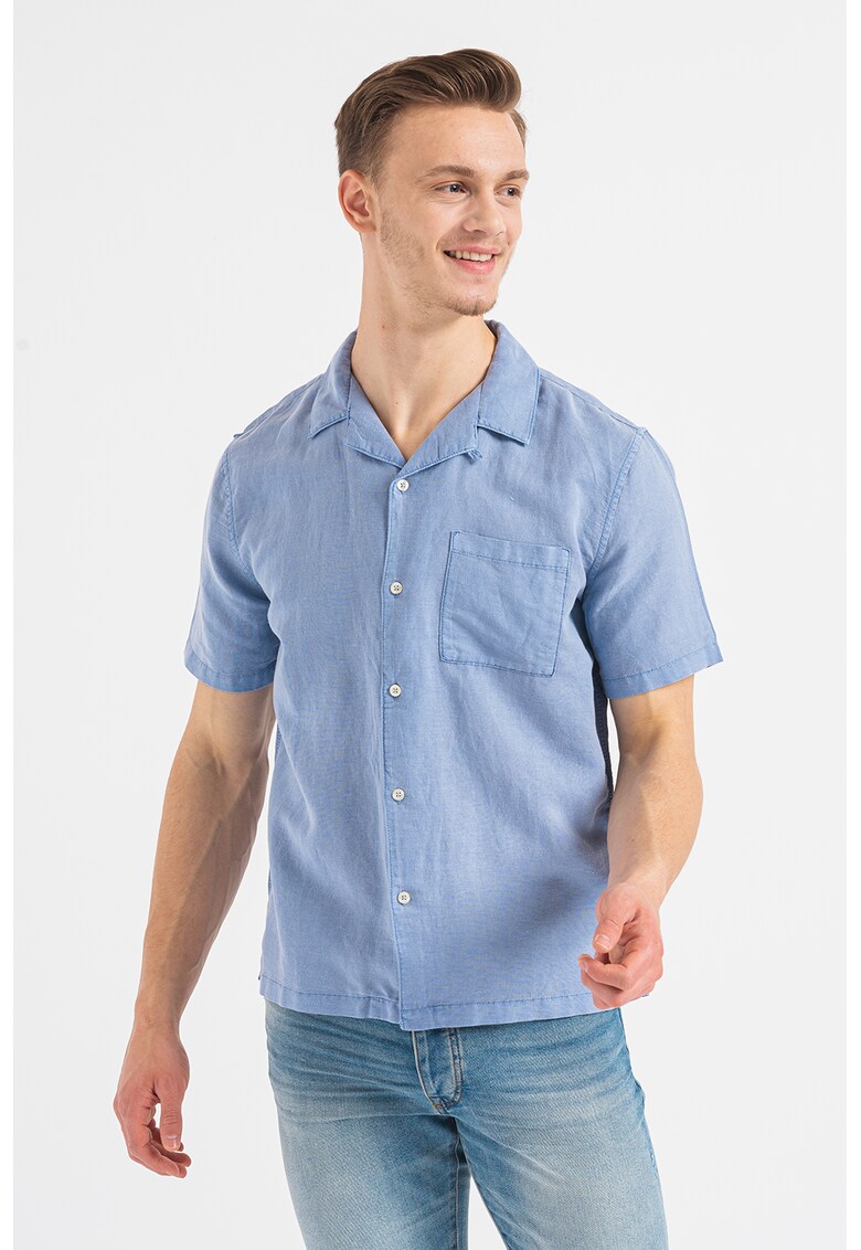 Camasa regular fit din amestec de in