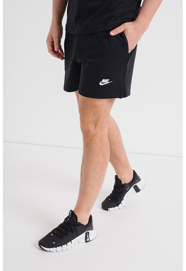 Pantaloni scurti de bumbac cu snur de ajustare Club - Negru