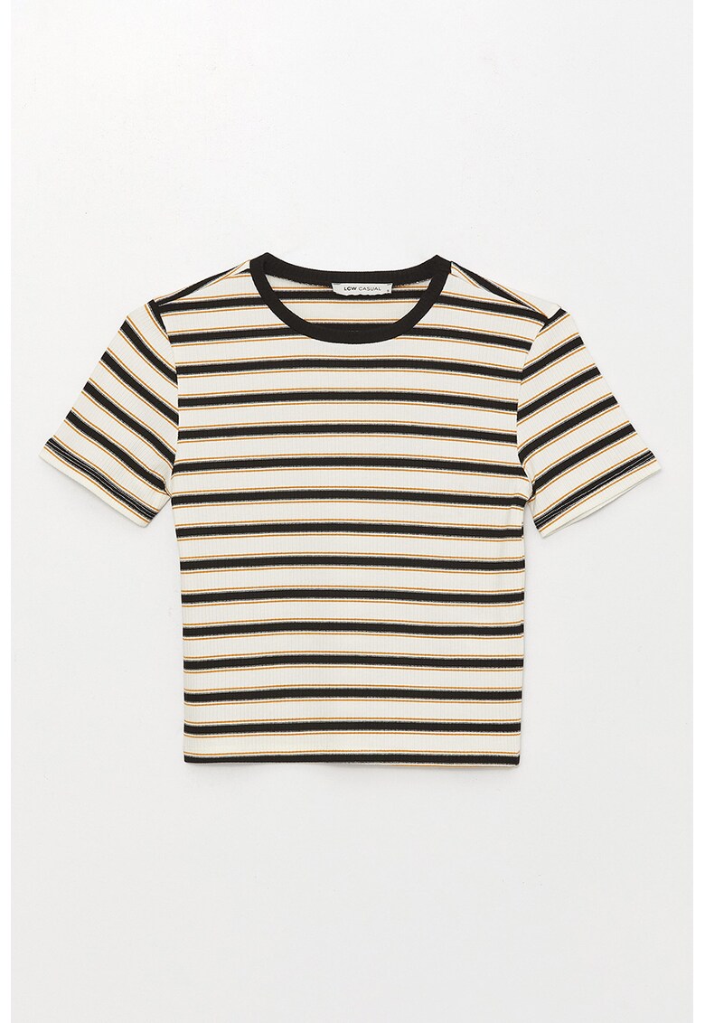 Tricou cu dungi si decolteu la baza gatului