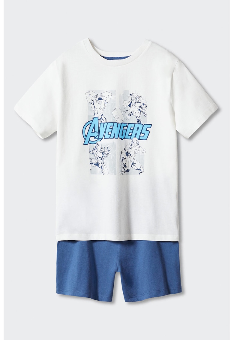 Pijama cu pantaloni scurti si imprimeu Avengers