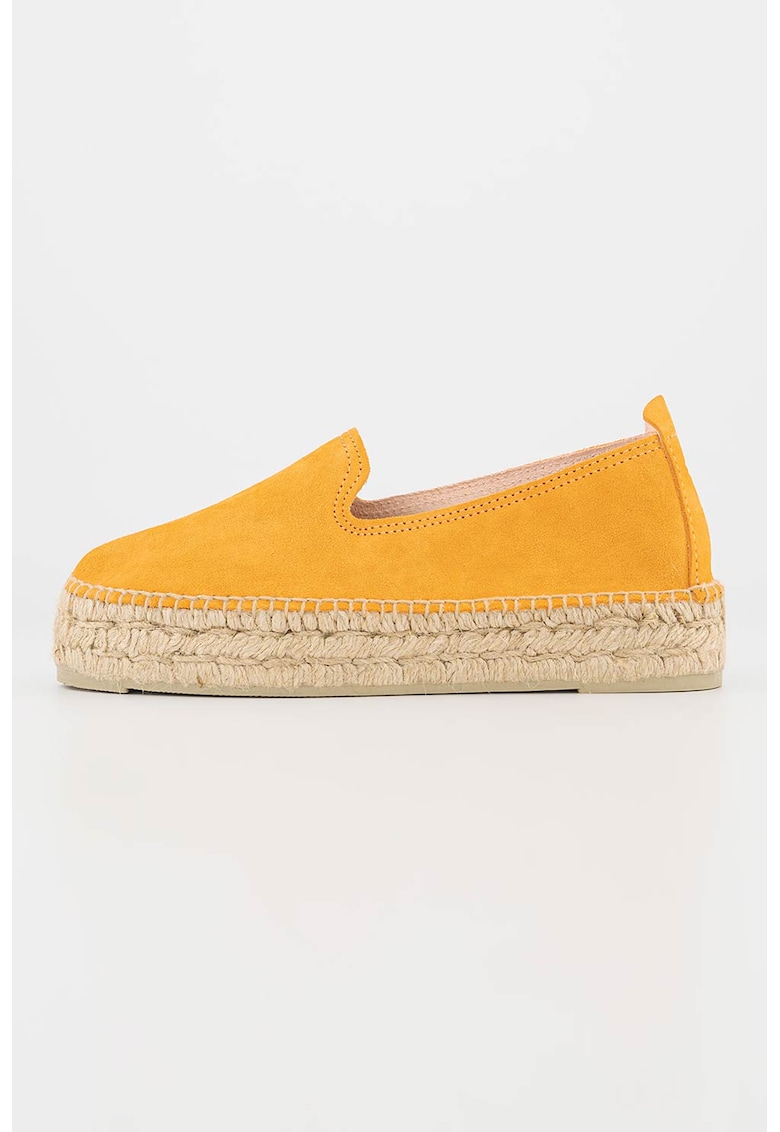 Espadrile flatform de piele intoarsa