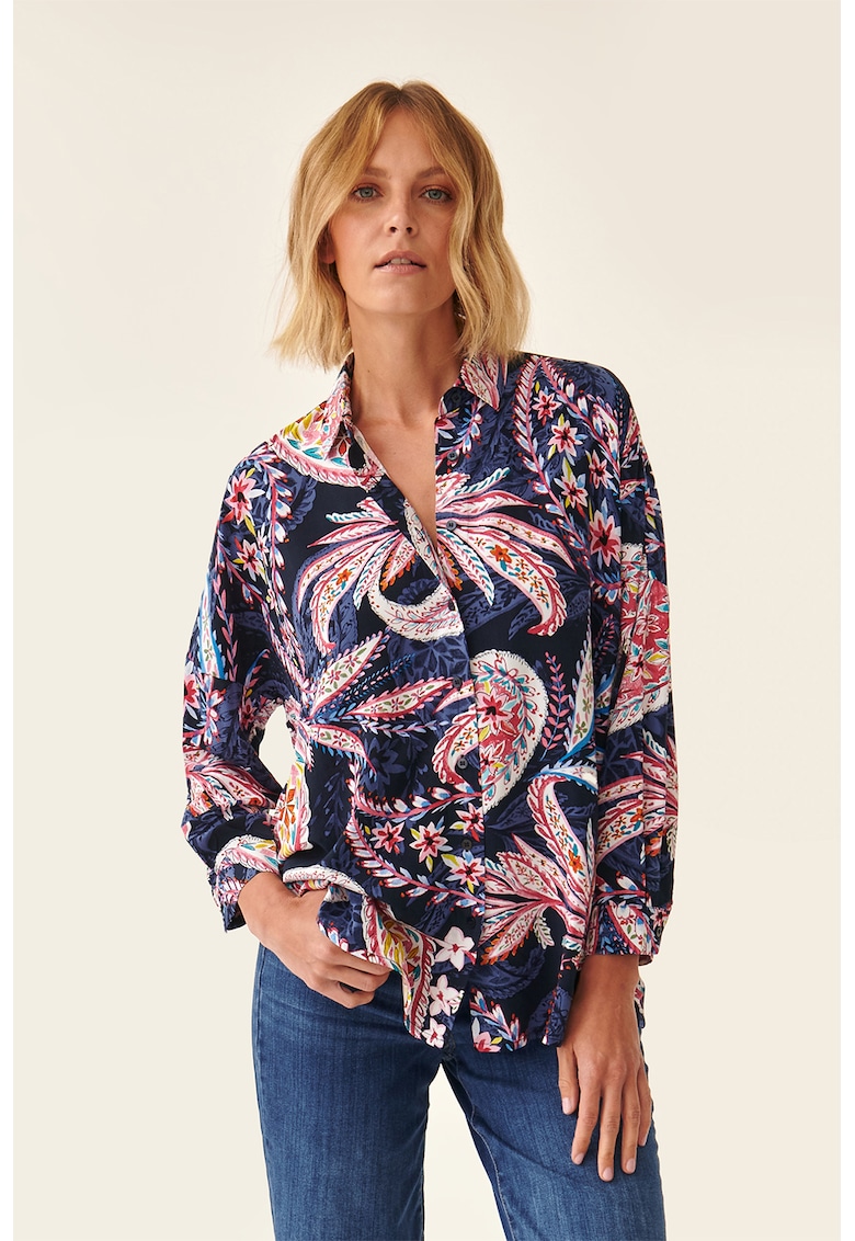 Camasa cu imprimeu floral si guler ascutit Trikiti Camasa cu imprimeu floral si guler ascutit Trikiti
