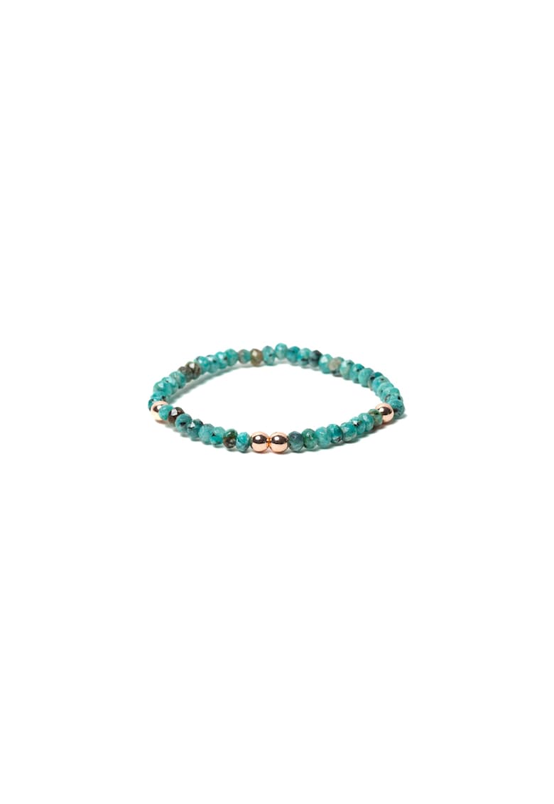 Bratara dama - din jad verde-turcoaz fatetat si hematit rose gold - Debra - 17-18cm