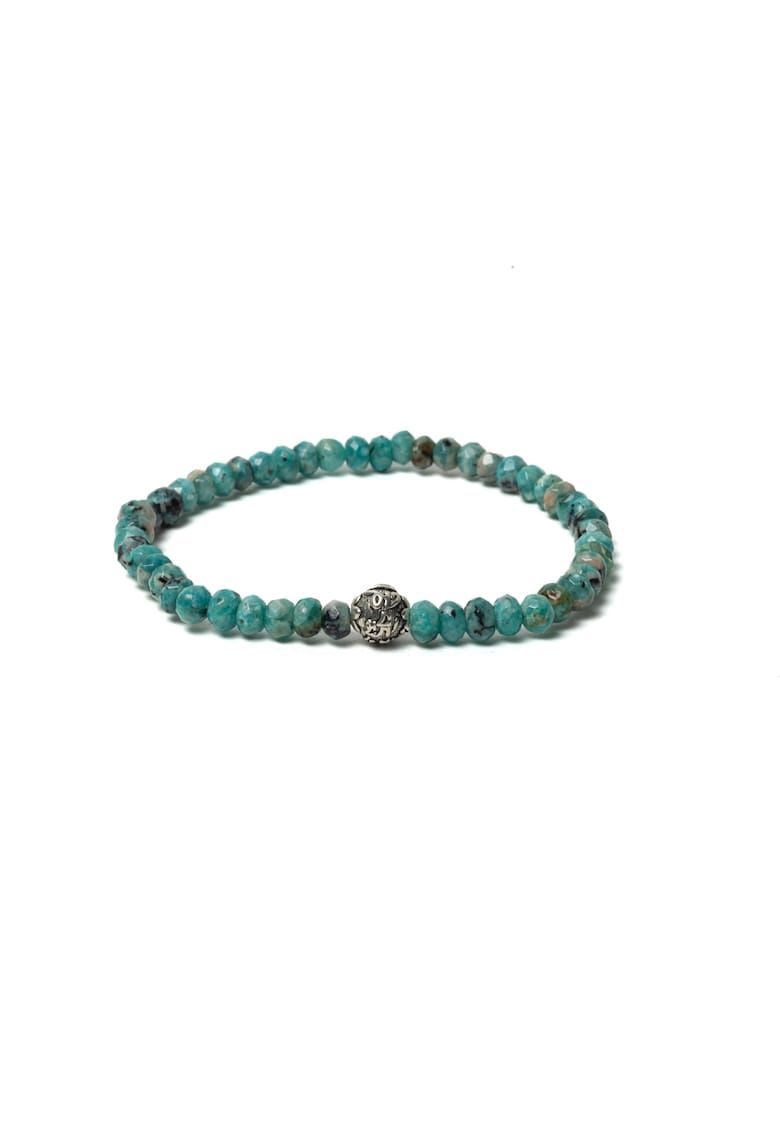 Bratara dama - pietre naturale Jad Verde-Turcoaz fatetat cu charm din argint 925 -