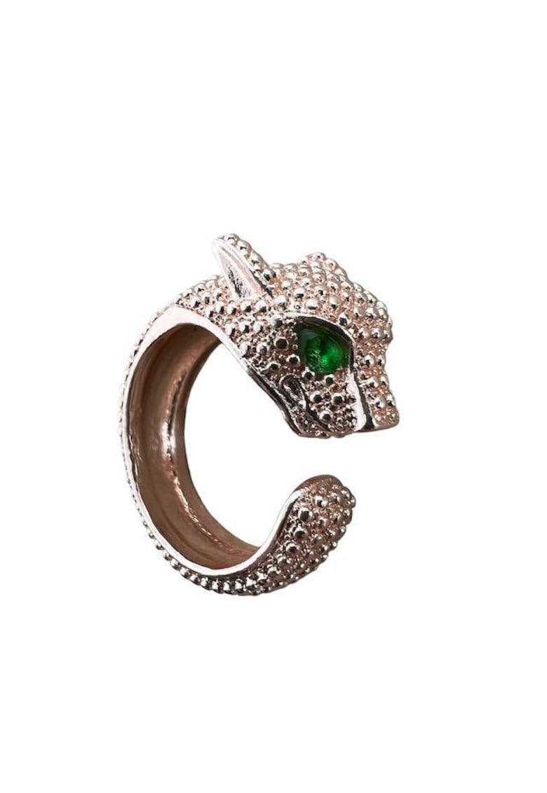 Inel rose gold - reglabil - forma de pantera - cu pietre verzi - Leticia C4 -