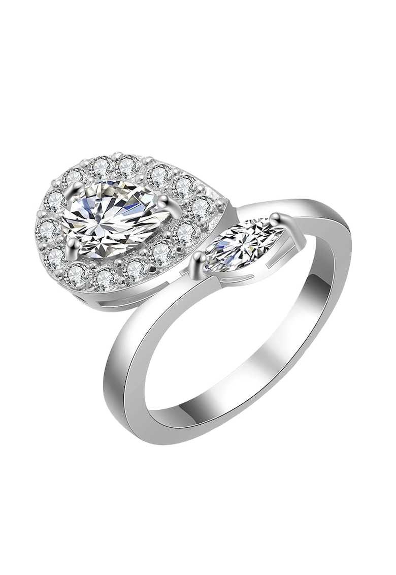 Inel argintiu - reglabil - cu pietre din zirconiu - Letty C4 -