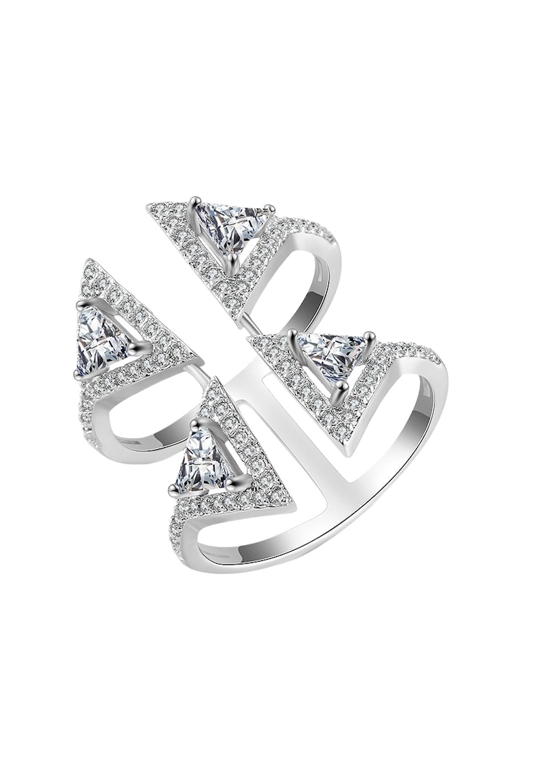 Inel argintiu - reglabil - cu pietre din zirconiu - Lucas C4 -