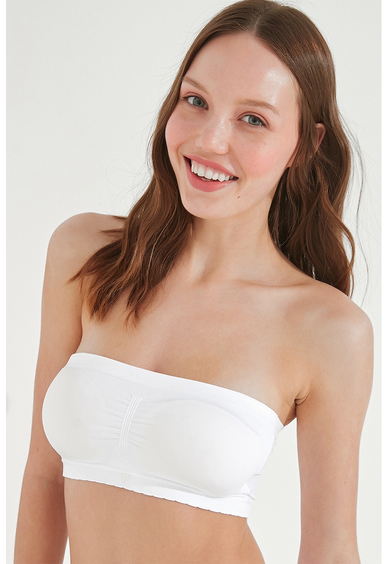 Bustiera cu burete si terminatii elastice - Alb