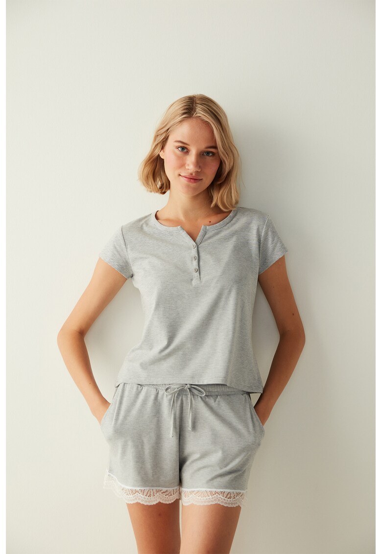 Tricou de pijama cu model in dungi