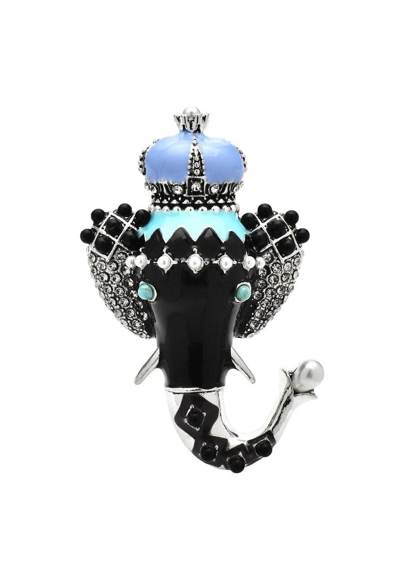 Brosa argintie - forma de cap de elefant - cu pietre - Saria C3 -