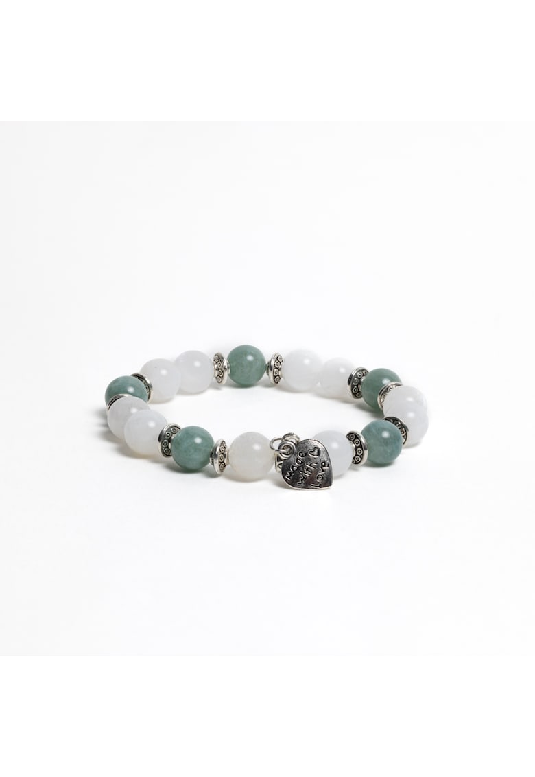Bratara cristale Piatra Lunii si Jad Verde - pentru femei - cu margele de 8mm - 17-18cm