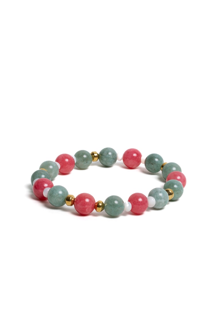 Bratara dama - din pietre semipretioase de Jad Verde si Jad Rosu - margele de 8mm - 17-18cm