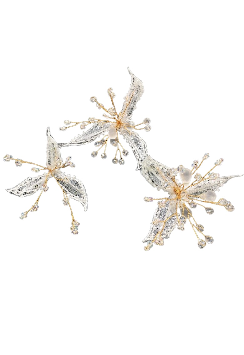 Set 3 accesorii de par - aurii - cu dantela si cristale - Maila C7 -
