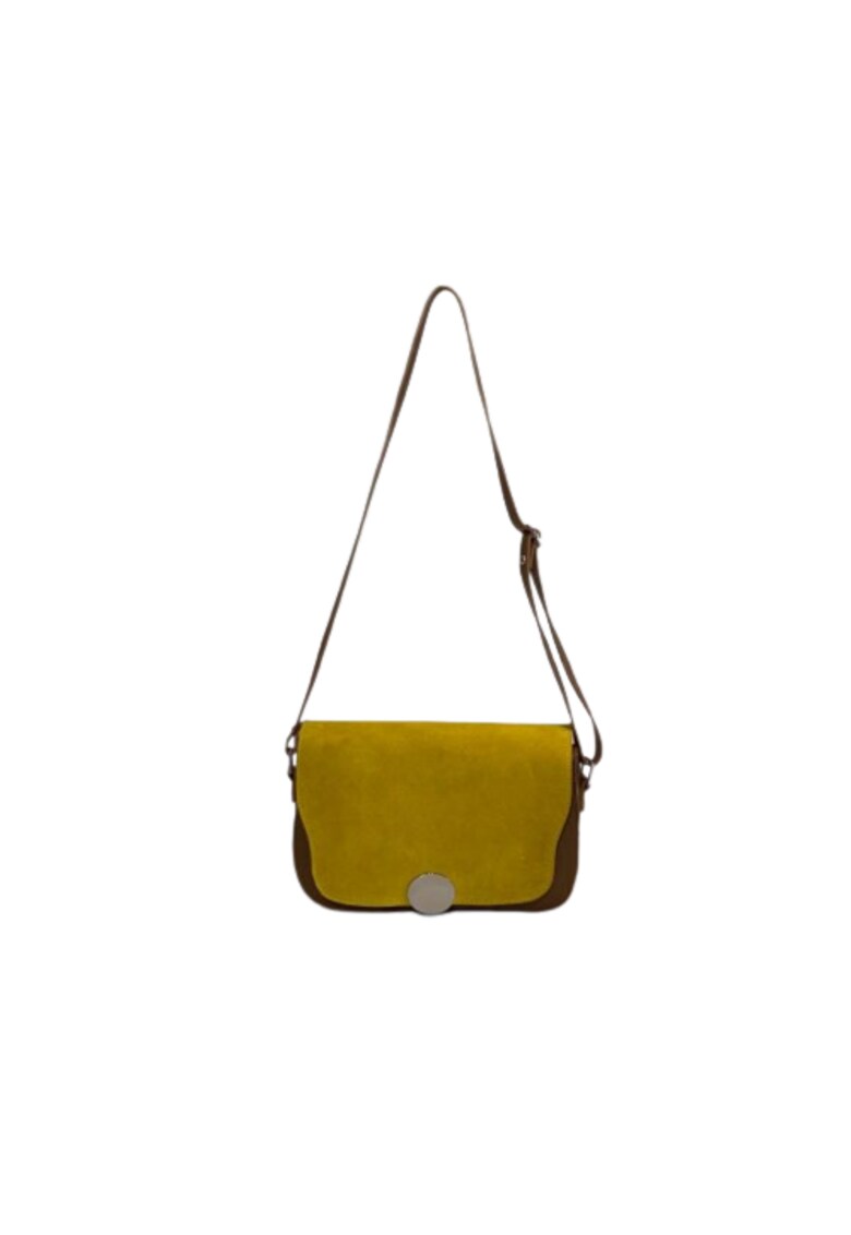Geanta dama piele - Cara - galben - 29x9x19 cm