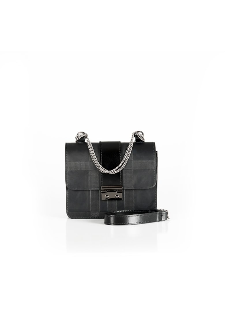 Geanta dama piele -  Divya - negru - 19x6x16 cm
