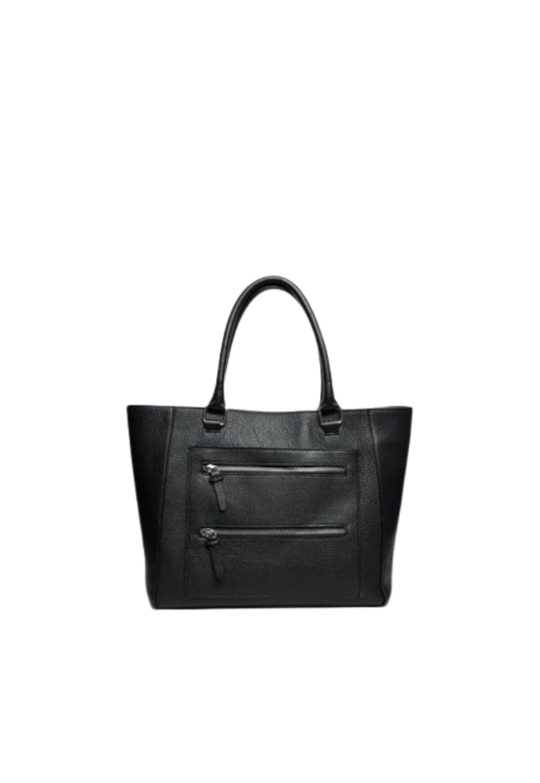 Geanta dama piele -  Ellis - negru - 30x11x29 cm