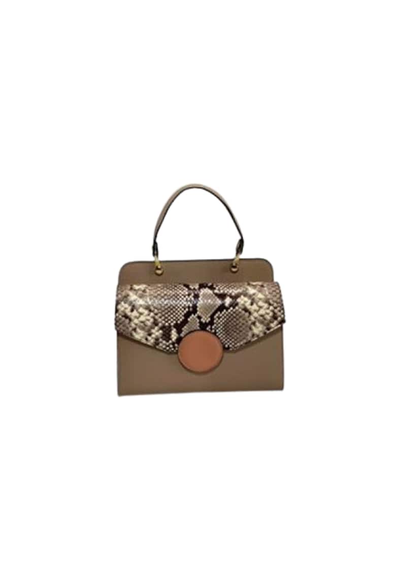 Geanta dama piele - Felicia - grej somon - 26x12x20 cm